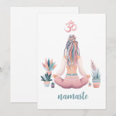 Invitation Conception Boho - Femme avec dreadlocks - Méditati (Devant / Derrière)