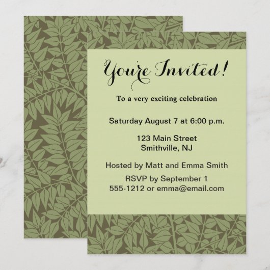 Invitation Conception classique Art Nouveau de branche de Wil (Devant / Derrière)