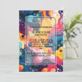 Invitation Conception colorée Wavy Design Anniversaire (Debout devant)