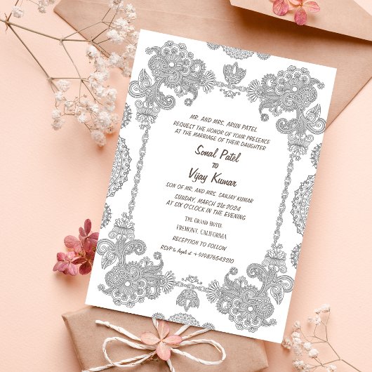 Invitation Conception complexe du Mariage indien
