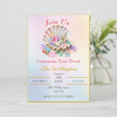 Invitation Conception Côtière Perle Coquillage Pastel Personn (Debout devant)