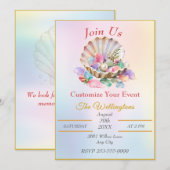 Invitation Conception Côtière Perle Coquillage Pastel Personn (Devant / Derrière)