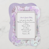 Invitation conception d'angle à ossature fleurie violette et  (Devant / Derrière)