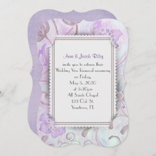 Invitation conception d'angle à ossature fleurie violette et 