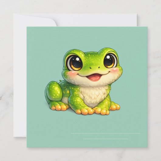 Invitation Conception d'animal Kawaii de grenouille aux grand (Devant)
