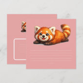 Invitation Conception d'animal Kawaii de Panda Rouge Mignon s (Devant / Derrière)