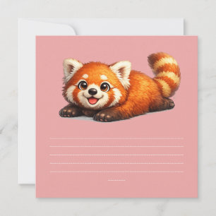 Invitation Conception d'animal Kawaii de Panda Rouge Mignon s