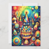 Invitation Conception d'anniversaire abstraite aquarelle (Devant)