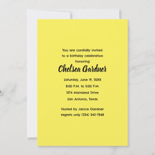 Invitation Conception d'anniversaire abstraite aquarelle (Dos)