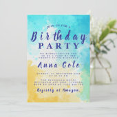 Invitation Conception d'anniversaire de plage et d'océan à l' (Debout devant)