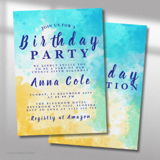 Invitation Conception d'anniversaire de plage et d'océan à l'