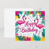 Invitation Conception d'anniversaire flamant rose de fun trop (Devant / Derrière)