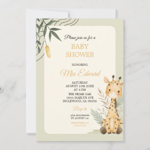 Invitation Conception de baby shower avec un adorable girafe