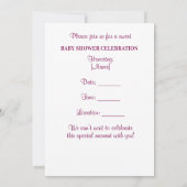 Invitation Conception de Baby Shower Rose pour Bébé Chat Douc (Dos)