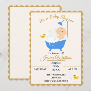 Invitation Conception de baignoire de douche pour bébé classi