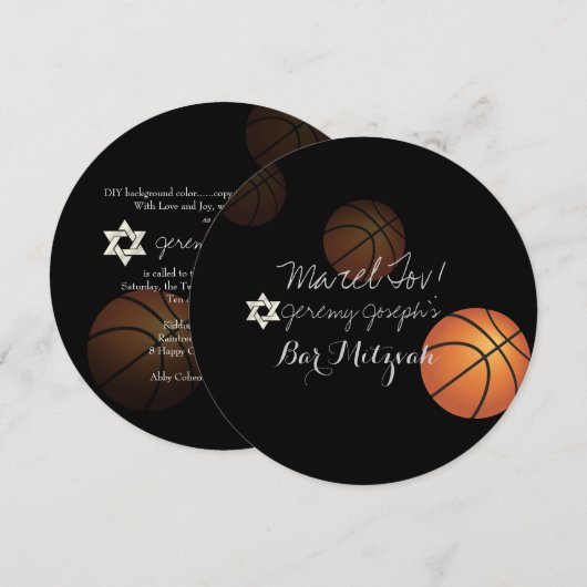 Invitation Conception de Bar Mitzvah de basketball PixDezines (Devant / Derrière)