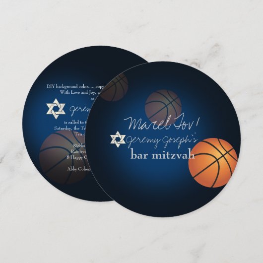 Invitation Conception de Bar Mitzvah de basketball PixDezines (Devant / Derrière)