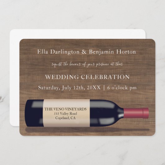 Invitation Conception de bouteilles de vignoble rustique | Fa (Devant / Derrière)