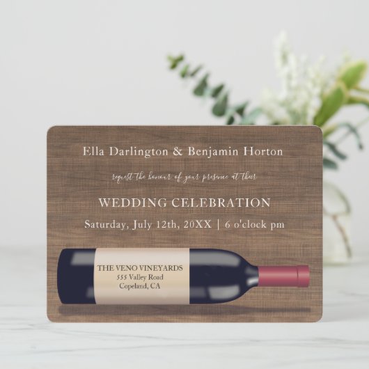 Invitation Conception de bouteilles de vignoble rustique | Fa (Debout devant)