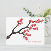 Invitation Conception de branche de cerisier japonais rose. (Debout devant)