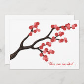 Invitation Conception de branche de cerisier japonais rose. (Devant / Derrière)