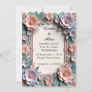 Invitation 🌿 Conception de cadre de mariage floral doux 🌿