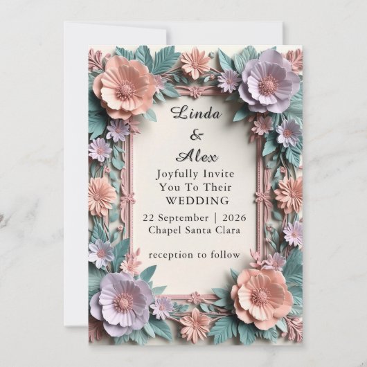 Invitation 🌿 Conception de cadre de mariage floral doux 🌿 (Devant)