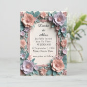 Invitation 🌿 Conception de cadre de mariage floral doux 🌿 (Debout devant)