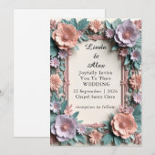 Invitation 🌿 Conception de cadre de mariage floral doux 🌿 (Devant / Derrière)