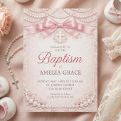 Invitation Conception de carton d'invitation de baptême Pink