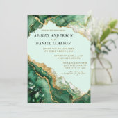 Invitation Conception de carton d'invitation de mariage vert  (Debout devant)