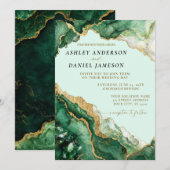 Invitation Conception de carton d'invitation de mariage vert  (Devant / Derrière)