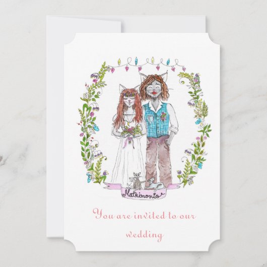 Invitation Conception de chats de mariage (Devant)