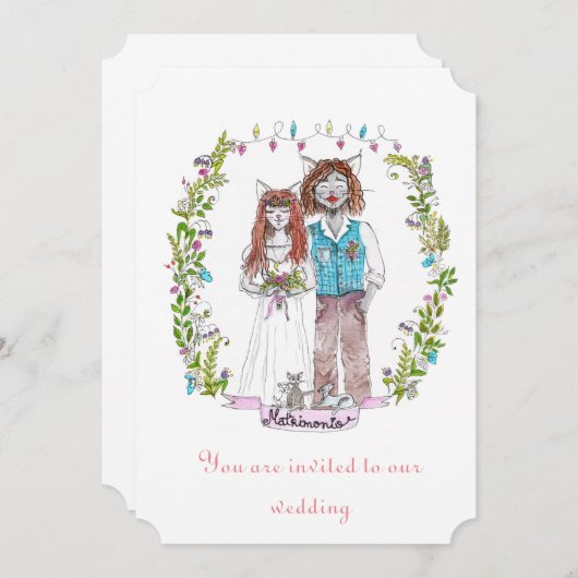 Invitation Conception de chats de mariage (Devant / Derrière)