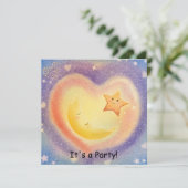 Invitation Conception de ciel rêveur avec lune en pastel doux (Debout devant)