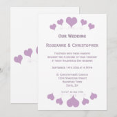 Invitation Conception de cœurs de lilas pour mariage (Devant / Derrière)
