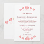 Invitation Conception de cœurs roses pour mariage (Devant / Derrière)