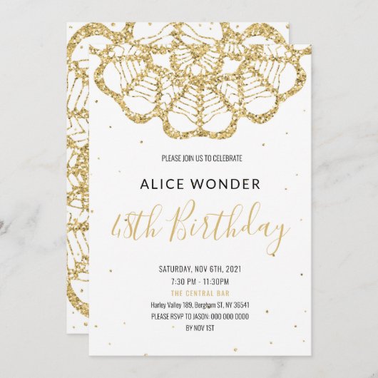 Invitation Conception de crochet à paillettes d'or comme une (Devant / Derrière)