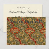 Invitation Conception de damas floral anglais de William Morr (Devant / Derrière)