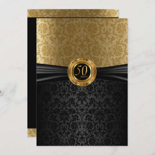 Invitation Conception de Damas pour le 50e anniversaire (Devant / Derrière)