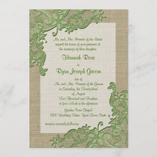 Invitation Conception de dentelle de campagne vintage et Burl