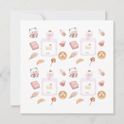Invitation Conception de dessert friandises rose mignon (Devant)