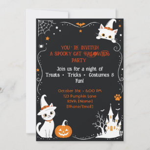 Invitation Conception de dos d'invitation de chat Halloween