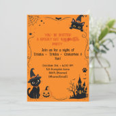 Invitation Conception de dos d'invitation de chat Halloween | (Debout devant)