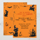 Invitation Conception de dos d'invitation de chat Halloween | (Devant / Derrière)