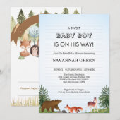 Invitation Conception de douche pour bébé garçon avec des ani (Devant / Derrière)