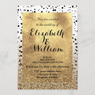 Invitation Conception de faux or et confettis à pois