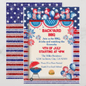 Invitation Conception de fête BBQ pour la fête de l'indépenda (Devant / Derrière)