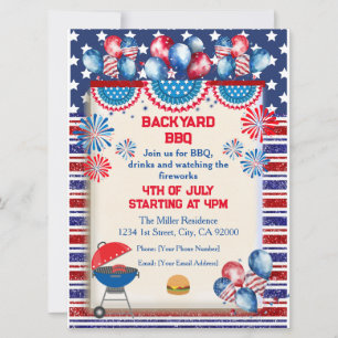 Invitation Conception de fête BBQ pour la fête de l'indépenda