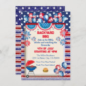 Invitation Conception de fête BBQ pour la fête de l'indépenda (Devant / Derrière)